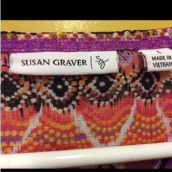 SUSAN GRAVER Colorful GEOMETRIC Southwest Print PONCHO Top Size LARGE - Picture 4 of 9